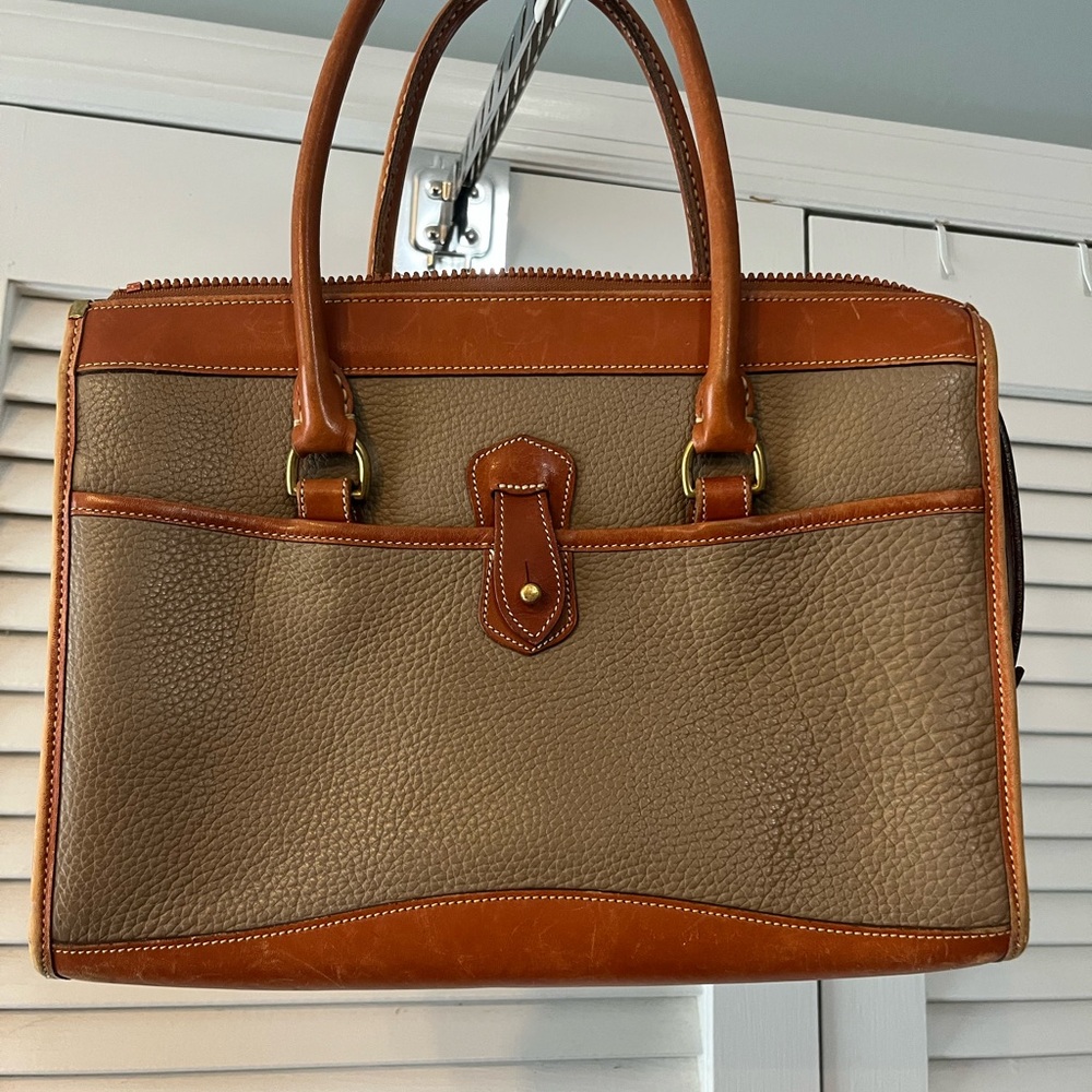 Dooney & Bourke Brown Leather Briefcase with Structured Design